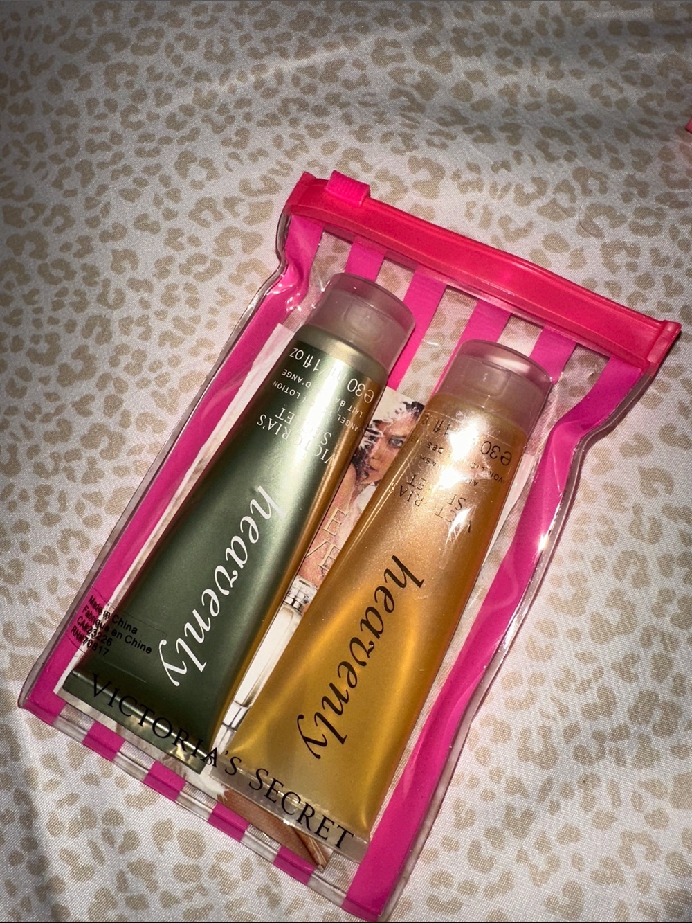 Victoria's Secret Heavenly Lotion Duo - Green & Gold Travel Set